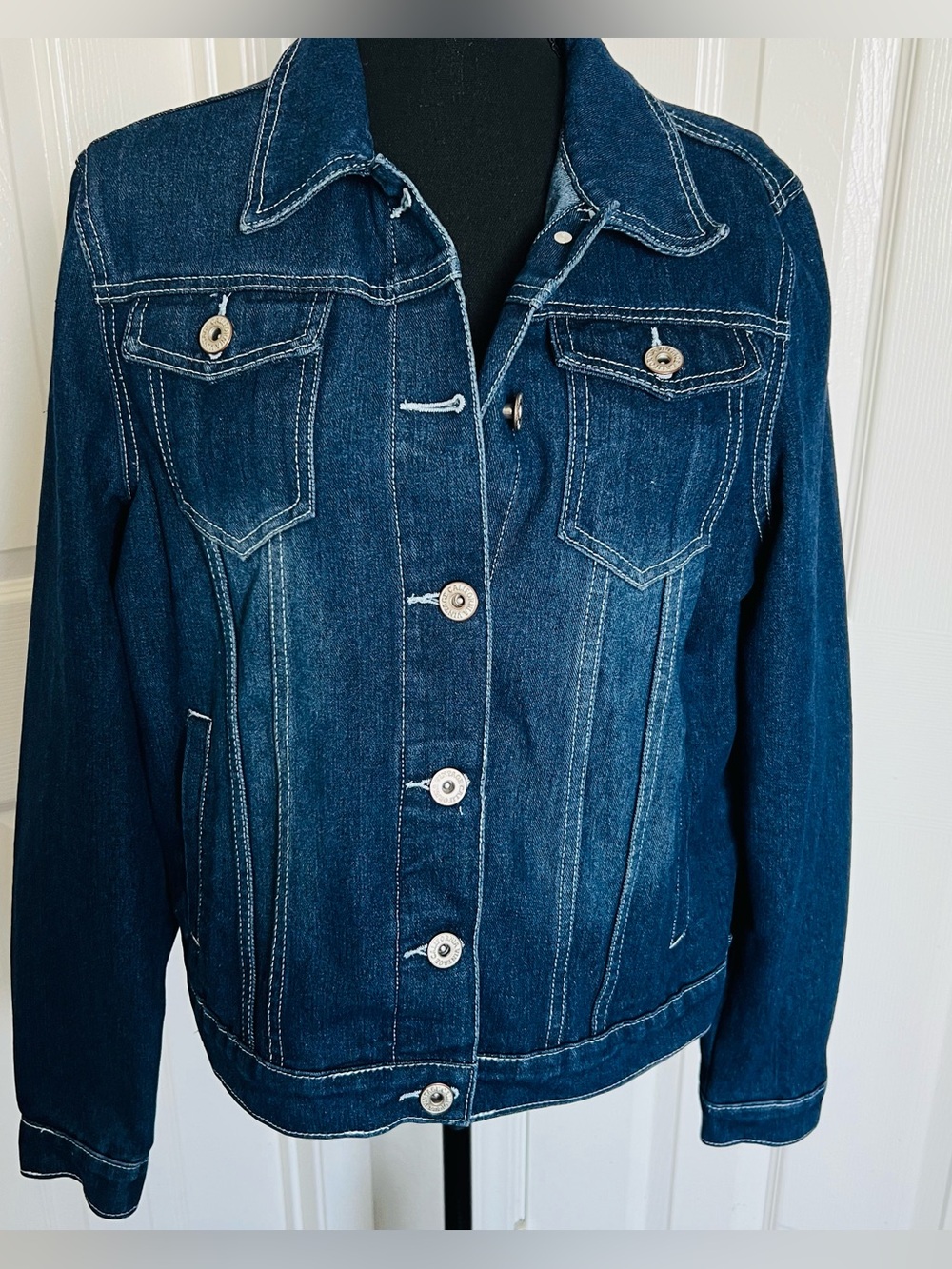 💙 New! California Vintage Dark Blue Trucker Style Jean Jacket Size XL